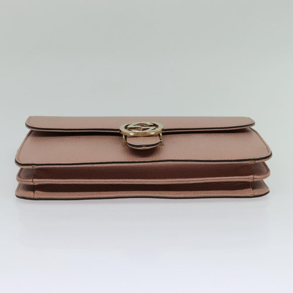 GUCCI Interlocking Chain Shoulder Bag Leather Pink Gold 510303 Auth ki5677