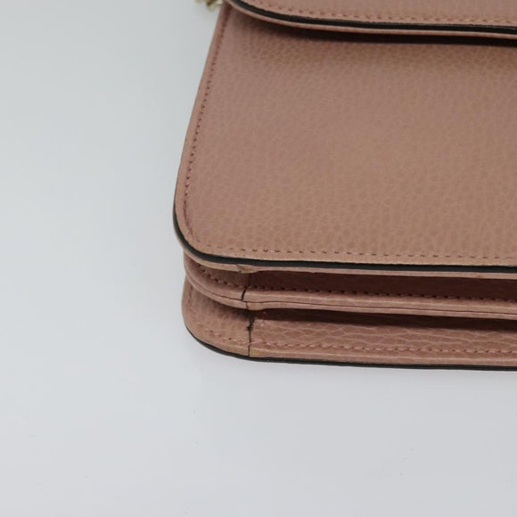 GUCCI Interlocking Chain Shoulder Bag Leather Pink Gold 510303 Auth ki5677