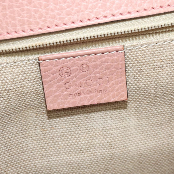 GUCCI Interlocking Chain Shoulder Bag Leather Pink Gold 510303 Auth ki5677