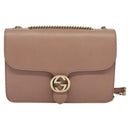 GUCCI Interlocking Chain Shoulder Bag Leather Pink Gold 510303 Auth ki5677-2