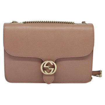 GUCCI Interlocking Chain Shoulder Bag Leather Pink Gold 510303 Auth ki5677 - 0