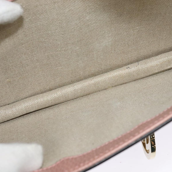 GUCCI Interlocking Chain Shoulder Bag Leather Pink Gold 510303 Auth ki5677