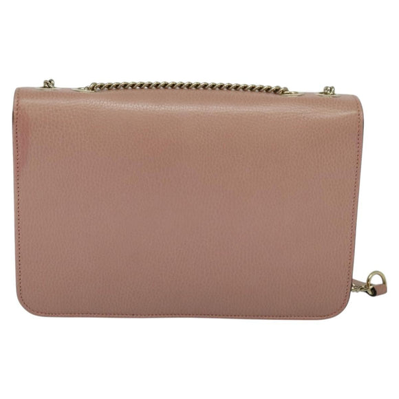 GUCCI Interlocking Chain Shoulder Bag Leather Pink Gold 510303 Auth ki5677