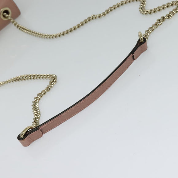 GUCCI Interlocking Chain Shoulder Bag Leather Pink Gold 510303 Auth ki5677