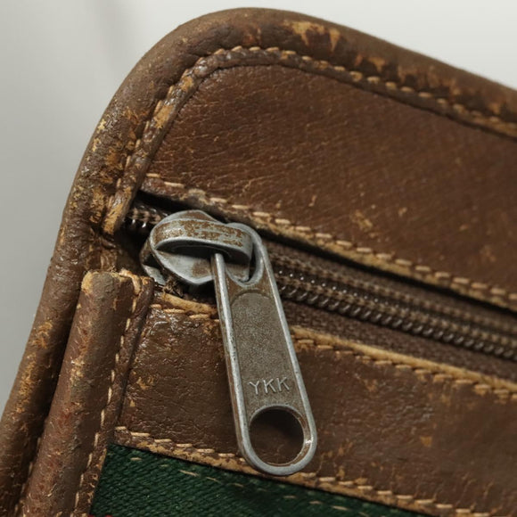 GUCCI GG Supreme Web Sherry Line Bag PVC Beige Green 017 115 4126 Auth ki5678