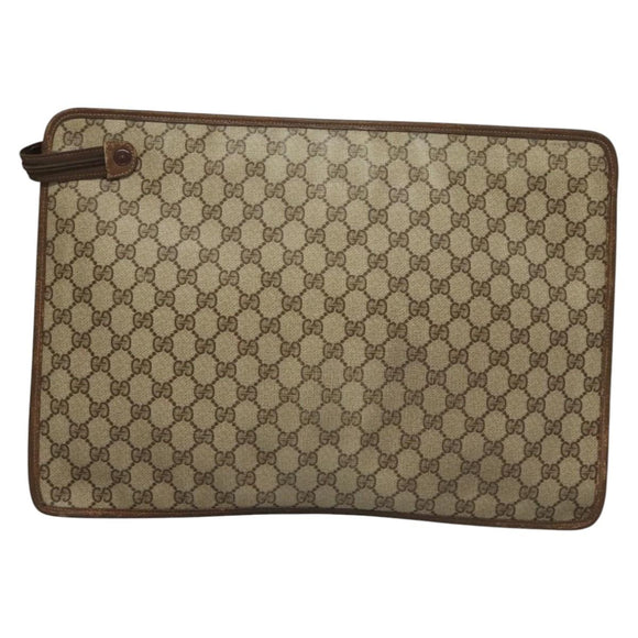 GUCCI GG Supreme Web Sherry Line Bag PVC Beige Green 017 115 4126 Auth ki5678