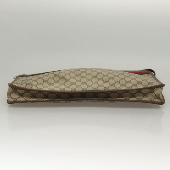 GUCCI GG Supreme Web Sherry Line Bag PVC Beige Green 017 115 4126 Auth ki5678