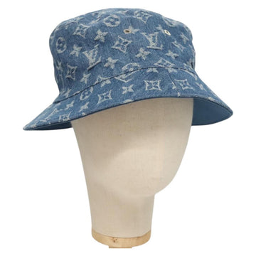 LOUIS VUITTON Monogram Denim Bucket Hat Blue M78772 LV Auth ki5688