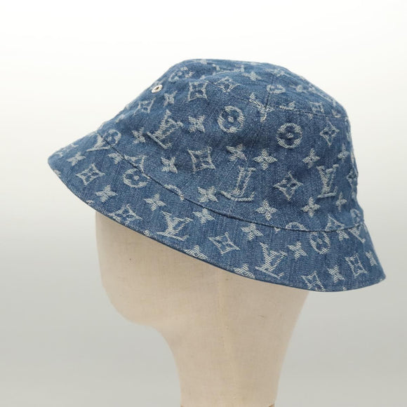LOUIS VUITTON Monogram Denim Bucket Hat Blue M78772 LV Auth ki5688