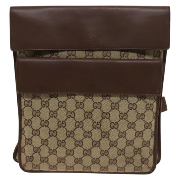 GUCCI GG Canvas Shoulder Bag Brown Silver 019 0489 Auth ki5690