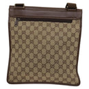 GUCCI GG Canvas Shoulder Bag Brown Silver 019 0489 Auth ki5690-3