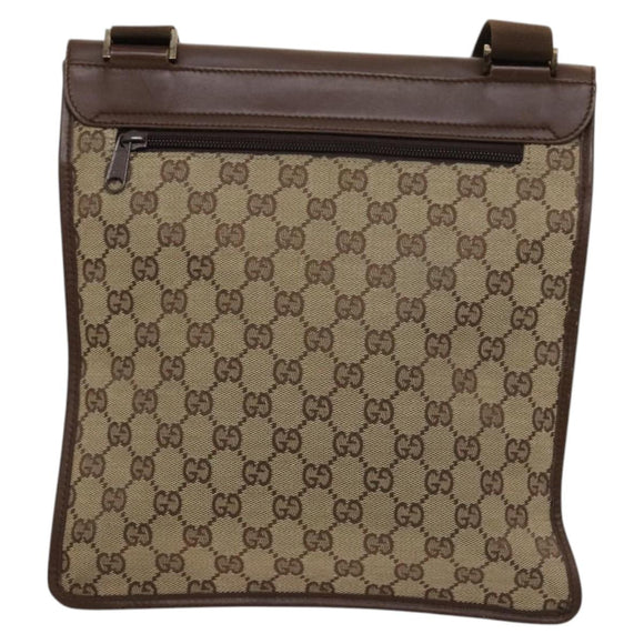 GUCCI GG Canvas Shoulder Bag Brown Silver 019 0489 Auth ki5690