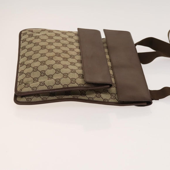 GUCCI GG Canvas Shoulder Bag Brown Silver 019 0489 Auth ki5690