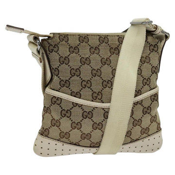 GUCCI GG Canvas Shoulder Bag Beige Silver 147671 Auth ki5693