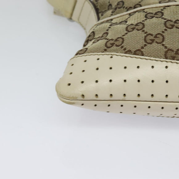 GUCCI GG Canvas Shoulder Bag Beige Silver 147671 Auth ki5693