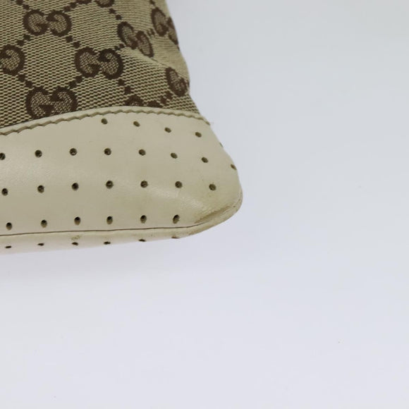 GUCCI GG Canvas Shoulder Bag Beige Silver 147671 Auth ki5693