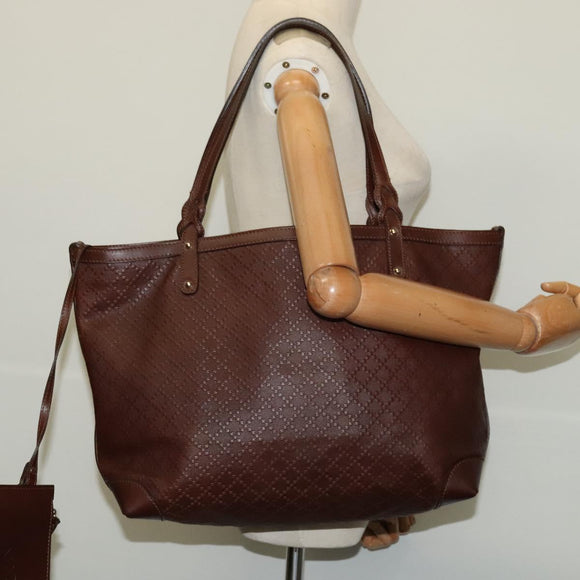 GUCCI Diamante Tote Bag PVC Gold Brown 247209 Auth ki5709