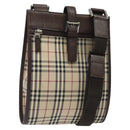 BURBERRY Nova Check Shoulder Bag Canvas Beige Brown Silver Auth ki5712-1