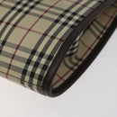 BURBERRY Nova Check Shoulder Bag Canvas Beige Brown Silver Auth ki5712-10