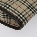 BURBERRY Nova Check Shoulder Bag Canvas Beige Brown Silver Auth ki5712-11