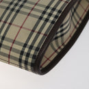 BURBERRY Nova Check Shoulder Bag Canvas Beige Brown Silver Auth ki5712-12