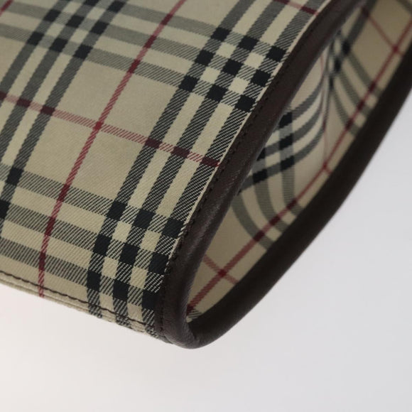 BURBERRY Nova Check Shoulder Bag Canvas Beige Brown Silver Auth ki5712