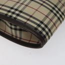 BURBERRY Nova Check Shoulder Bag Canvas Beige Brown Silver Auth ki5712-13