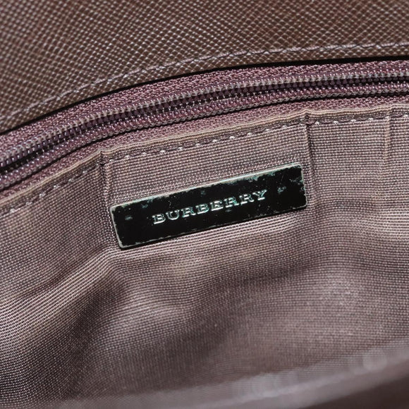 BURBERRY Nova Check Shoulder Bag Canvas Beige Brown Silver Auth ki5712