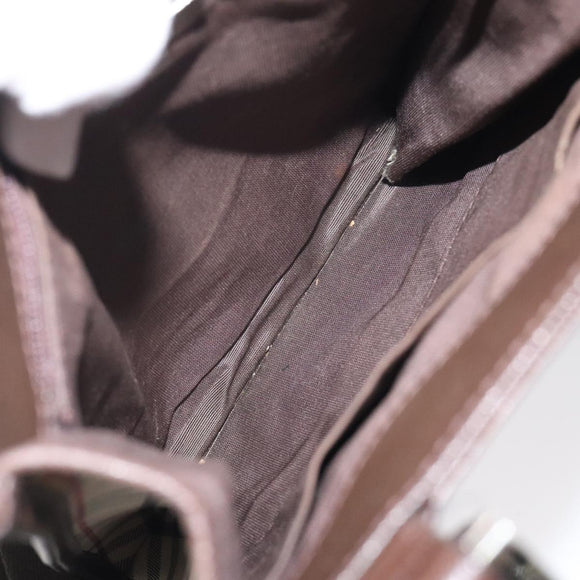 BURBERRY Nova Check Shoulder Bag Canvas Beige Brown Silver Auth ki5712