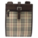 BURBERRY Nova Check Shoulder Bag Canvas Beige Brown Silver Auth ki5712-2