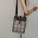 BURBERRY Nova Check Shoulder Bag Canvas Beige Brown Silver Auth ki5712-24