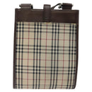 BURBERRY Nova Check Shoulder Bag Canvas Beige Brown Silver Auth ki5712-3