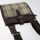 BURBERRY Nova Check Shoulder Bag Canvas Beige Brown Silver Auth ki5712-6