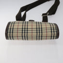 BURBERRY Nova Check Shoulder Bag Canvas Beige Brown Silver Auth ki5712-9