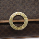 CELINE Macadam Canvas Shoulder Bag PVC Leather Brown Gold Auth ki5724-17