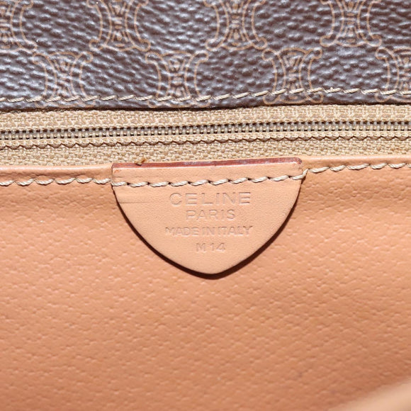 CELINE Macadam Canvas Shoulder Bag PVC Leather Brown Gold Auth ki5724