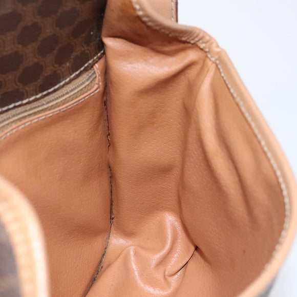 CELINE Macadam Canvas Shoulder Bag PVC Leather Brown Gold Auth ki5724