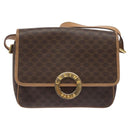 CELINE Macadam Canvas Shoulder Bag PVC Leather Brown Gold Auth ki5724-13