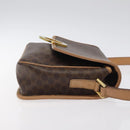 CELINE Macadam Canvas Shoulder Bag PVC Leather Brown Gold Auth ki5724-3