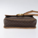 CELINE Macadam Canvas Shoulder Bag PVC Leather Brown Gold Auth ki5724-5