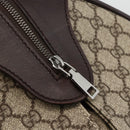 GUCCI GG Supreme Boston Bag PVC Brown Silver 108793 Auth ki5734-14