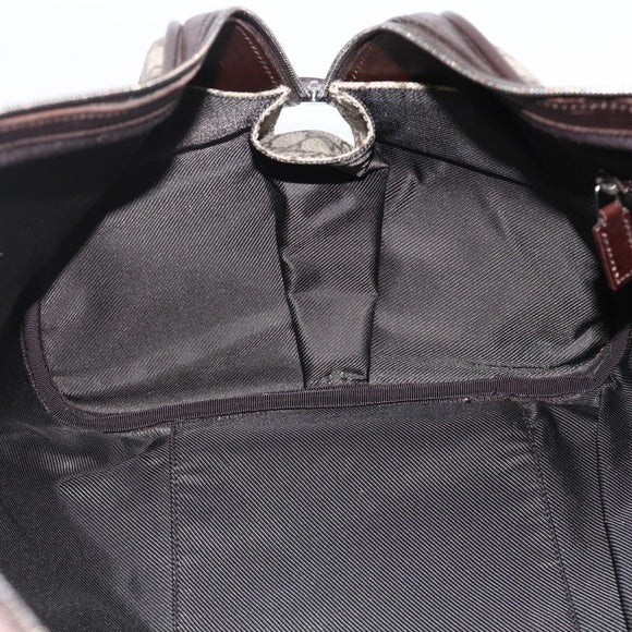 GUCCI GG Supreme Boston Bag PVC Brown Silver 108793 Auth ki5734