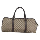 GUCCI GG Supreme Boston Bag PVC Brown Silver 108793 Auth ki5734-3