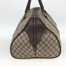 GUCCI GG Supreme Boston Bag PVC Brown Silver 108793 Auth ki5734-4