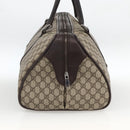 GUCCI GG Supreme Boston Bag PVC Brown Silver 108793 Auth ki5734-5