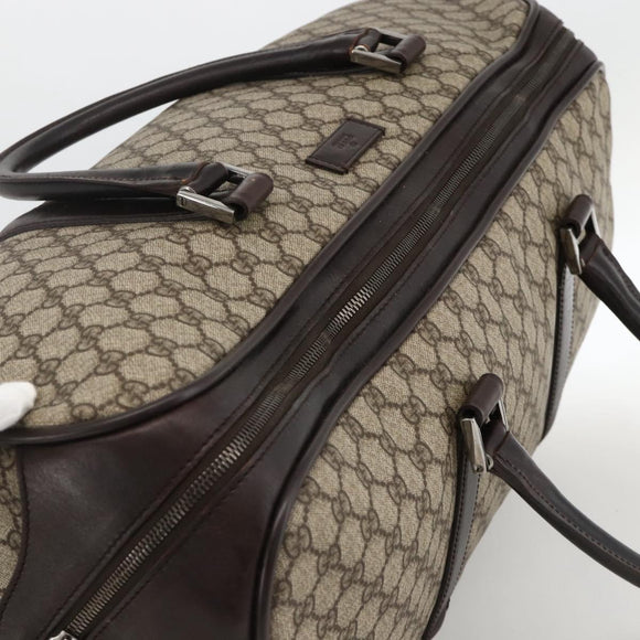 GUCCI GG Supreme Boston Bag PVC Brown Silver 108793 Auth ki5734