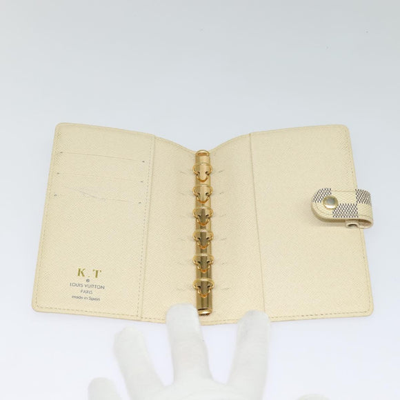 LOUIS VUITTON Damier Azur Agenda PM Day Planner Cover R20706 LV Auth ki5735