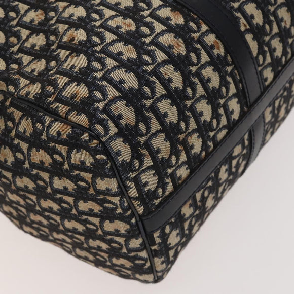 Christian Dior Trotter Canvas Mini Boston Bag Navy Silver Auth ki5738