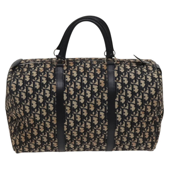 Christian Dior Trotter Canvas Mini Boston Bag Navy Silver Auth ki5738