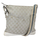 GUCCI GG Canvas Shoulder Bag Silver 145857 Auth ki5740-1
